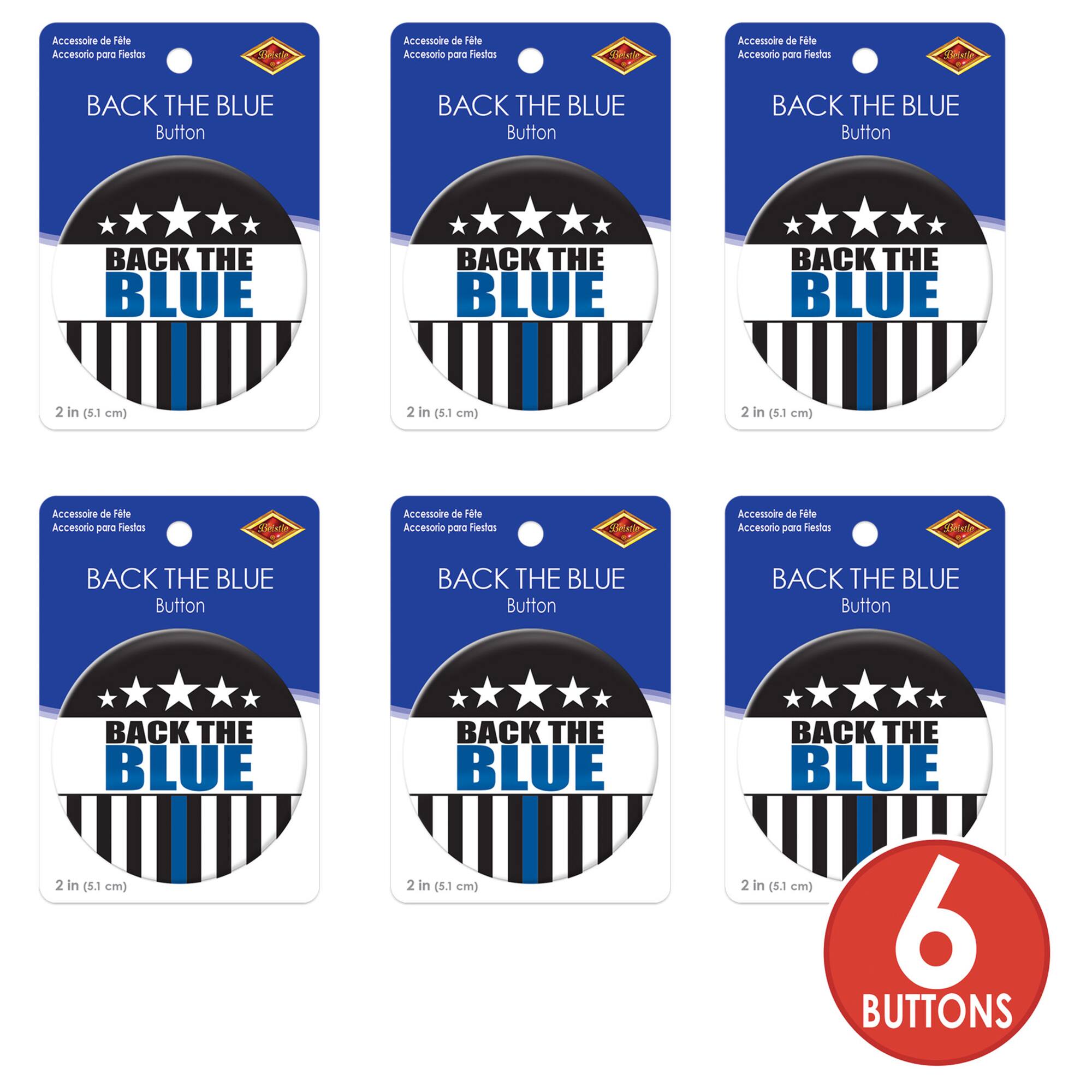 Beistle 2" Back The Blue Buttons, 6ct.